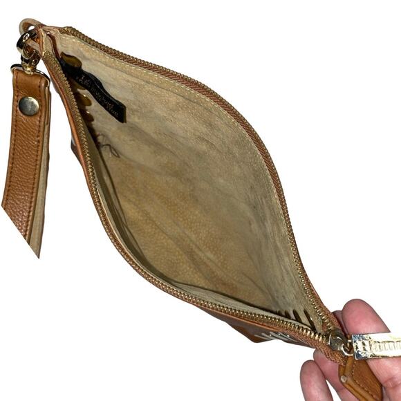 Hammitt Los Angeles Brown Leather Gold Studded Wristlet Clutch - Picture 6 of 7
